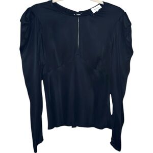 R.G. Kane Liquid Keyhole Neck Back Tie Blouse Black Size Small